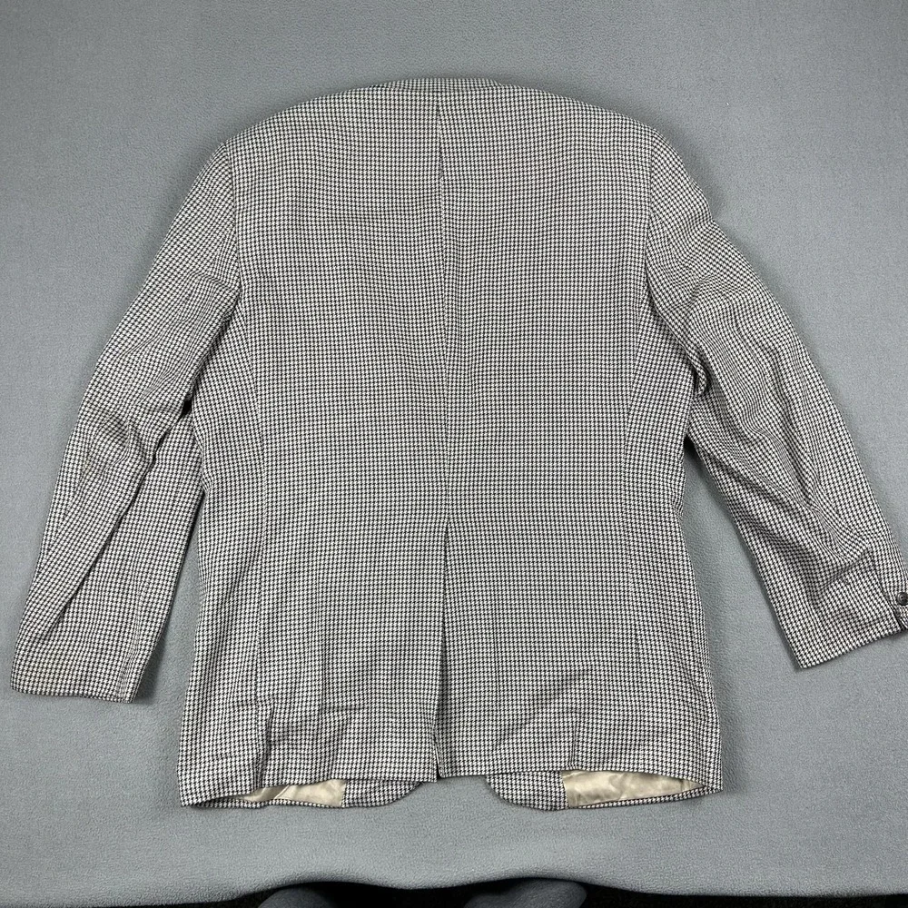 Vintage Burberrys Blazer‎ Mens 46 Navy Gray Houndstooth Sport Coat 2 Button 90s